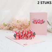 2 stuks 3D Bloemen Pop-up Wenskaart - Speciale Editie voor Moeder - Inclusief Envelop-Moederdag