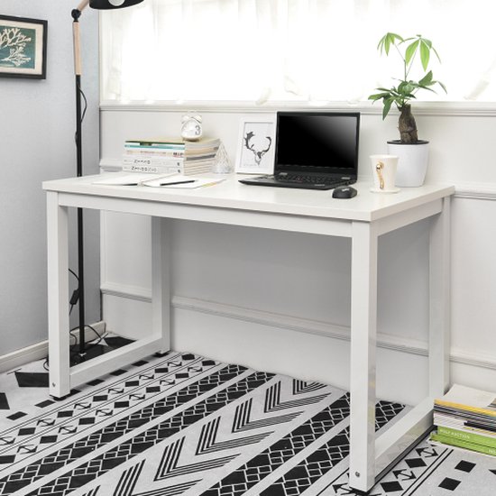 WOLTU TSB06hei Schreibtisch Computertisch Büromöbel PC Tisch Bürotisch Arbeitstisch Aus Holz Und Stahl Mit Ablage Ca 120x74x715 Cm