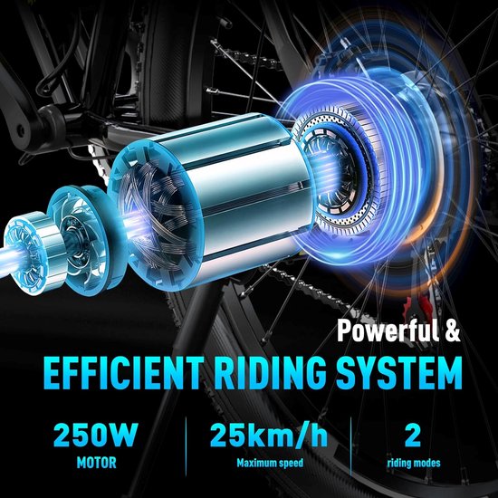 HITWAY Elektrische Fiets BK15 - 26*3.0 Inch Mountain EBike met Afneembare 48V 15Ah Lithium Batterij - City Commuter E-Bike met 250W Motor - 7 Versnellingen - IP54 Waterdicht - Hitway