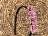 Diadeem flower - bloemetjes - roosjes - zwarte kleur diadeem - bruidsmeisje - bridesmaid - paars/lila - meisjes - kinderen