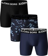 Bjorn Borg - Boxers Performance Björn Borg 3-Pack Blauw Zwart - Homme - Taille XXL - Body-fit