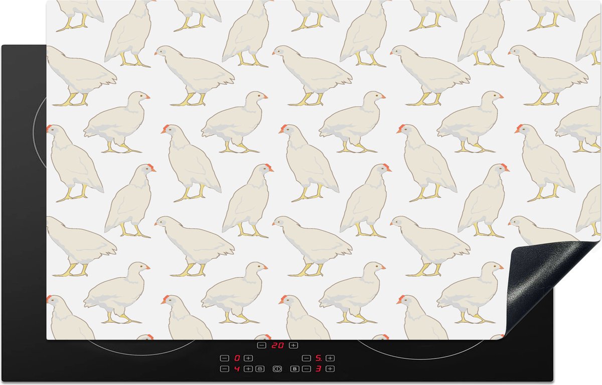 KitchenYeah® Inductie beschermer 83x51.5 cm - Vogel - Kippen - Patronen - Kookplaataccessoires - Afdekplaat voor kookplaat - Inductiebeschermer - Inductiemat - Inductieplaat mat