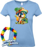 Dames t-shirt Last Call | Toppers in Concert 2024 | Club Tropicana | Hawaii Shirt | Ibiza Kleding | Lichtblauw Dames | maat XS