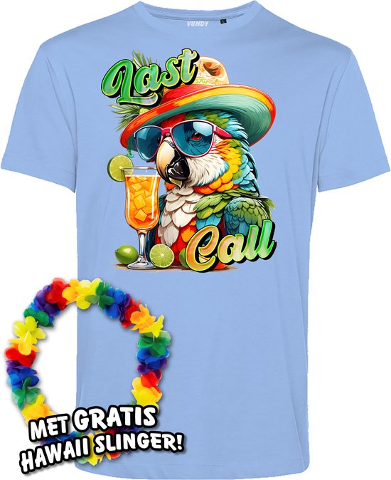 T-shirt Last Call | Toppers in Concert 2024 | Club Tropicana | Hawaii Shirt | Ibiza Kleding | Lichtblauw | maat M