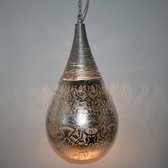 Oosterse metalen hanglamp Filigrain Druppel | 1 lichts | zilver | metaal | Ø 26 cm | 56 cm | sfeervol / traditioneel design