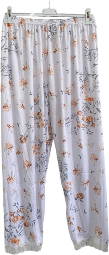 FINE WOMAN® Pyjama Broek met kanten bies 721 XL 42-44 wit/oranje