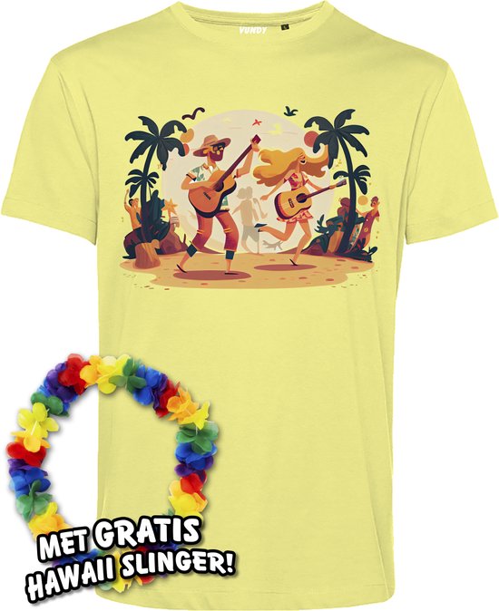 T-shirt Hippies Tropical | Toppers in Concert 2024 | Club Tropicana | Hawaii Shirt | Ibiza Kleding | Lichtgeel | maat M
