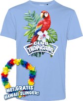 T-shirt Papegaai Tropical | Toppers in Concert 2024 | Club Tropicana | Hawaii Shirt | Ibiza Kleding | Lichtblauw | maat S