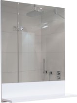 Cosmo Casa Wandspiegel met plank - Badkamerspiegel - Hoogglans 75x60cm - Wit