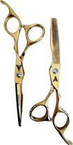Ensemble de ciseaux de coiffure Achilles Gold - Set complet de coiffure - Ciseaux de cheveux - Ciseaux de coiffure - Set de ciseaux de cheveux