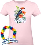 Dames t-shirt Toekan Tropical | Toppers in Concert 2024 | Club Tropicana | Hawaii Shirt | Ibiza Kleding | Lichtroze Dames | maat L