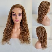 Frazimashop- Braziliaanse Remy haren pruik 22 inch - Honing blonde water diep golf haren - real human hair- dames pruiken van echte haar - 4x4 f lace closure wigs