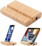 Bamboe Tablet Stand Houten Mobiele Telefoon Stand Voor Desktop, Houten Tablet Houder Bureau Mobiele Telefoon Houder Mobiele Stand Voor iPhone iPad Tabletten En Alle Telefoons (Groot Grootte)