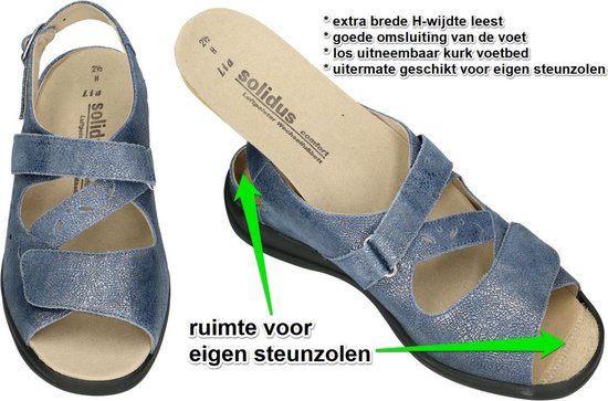 Solidus -Dames - blauw - sandalen - maat 42