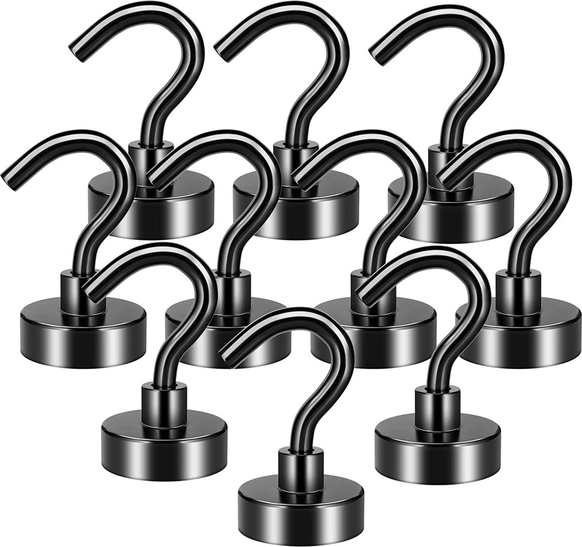 Magnetische Neodymium Magneethaken - Set van 10 - Sterke Magneten voor Ophangen - Voor Thuis en Kantoor - Organisatiehulpmiddelen