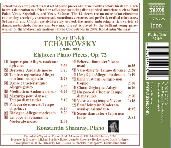 Konstantin Shamray - Tchaikovsky: Eighteen Piano Pieces, Op.72 (CD)