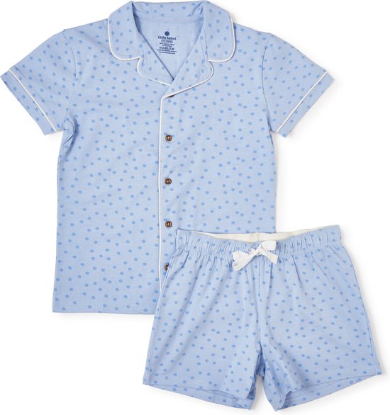 Little Label - pyjama d'été classique - pois bleus - coton biologique - 8Y/122-128