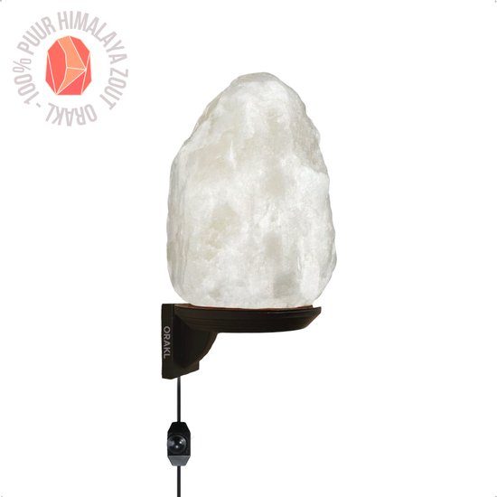 Orakl® - Dimbare Himalaya Zoutlamp Ari - Met Dimmer - Exclusieve Witte Muurlamp - 100% Himalayazout - Zoutlamp Himalayazout – Zoutlamp Nachtlampje – Zoutlampen - Zoutsteen