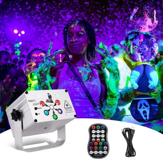 Nauotk Discolamp met afstandsbediening, podiumlamp, 3-in-1, muziek- en