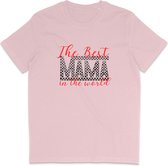 Dames T Shirt - De Beste Moeder in de Wereld Tekst / Print - Roze - XL