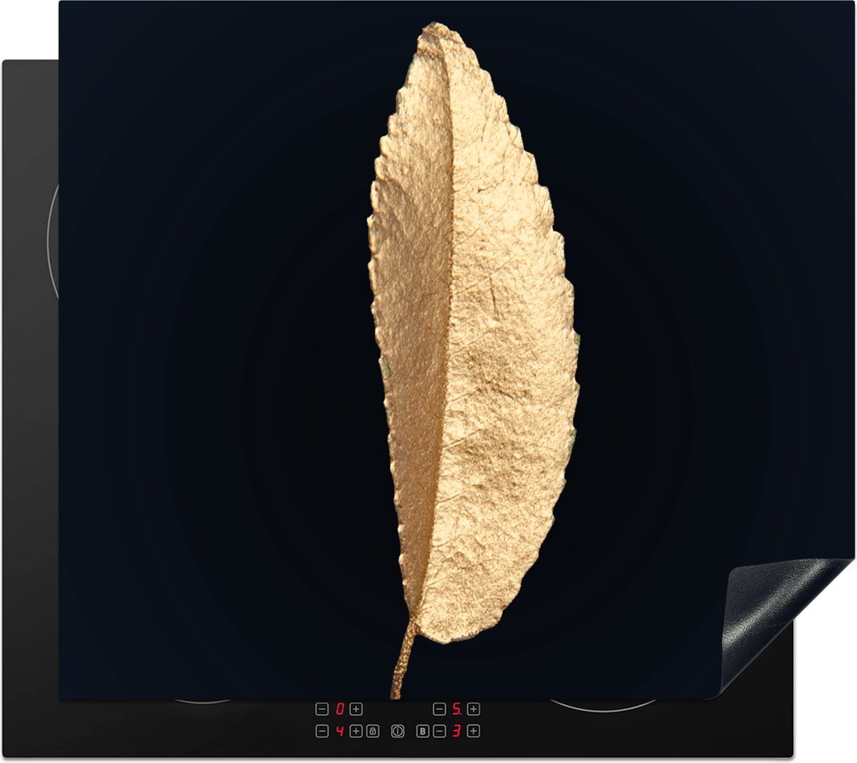 KitchenYeah® Inductie beschermer 57.6x51.6 cm - Bladeren - Black and gold - Luxe - Chic - Natuur - Kookplaataccessoires - Afdekplaat voor kookplaat - Inductiebeschermer - Inductiemat - Inductieplaat mat