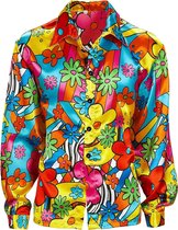 Widmann - Hippie Kostuum - Hippie Shirt Man - Multicolor - Small - Carnavalskleding - Verkleedkleding