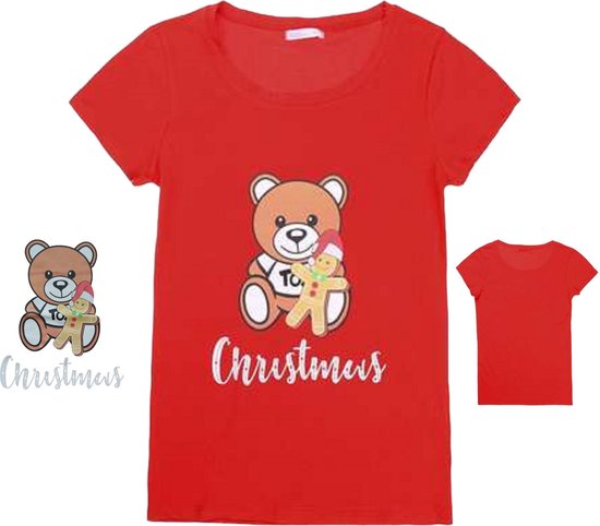 Glo-story t-shirt rood kerst beer M