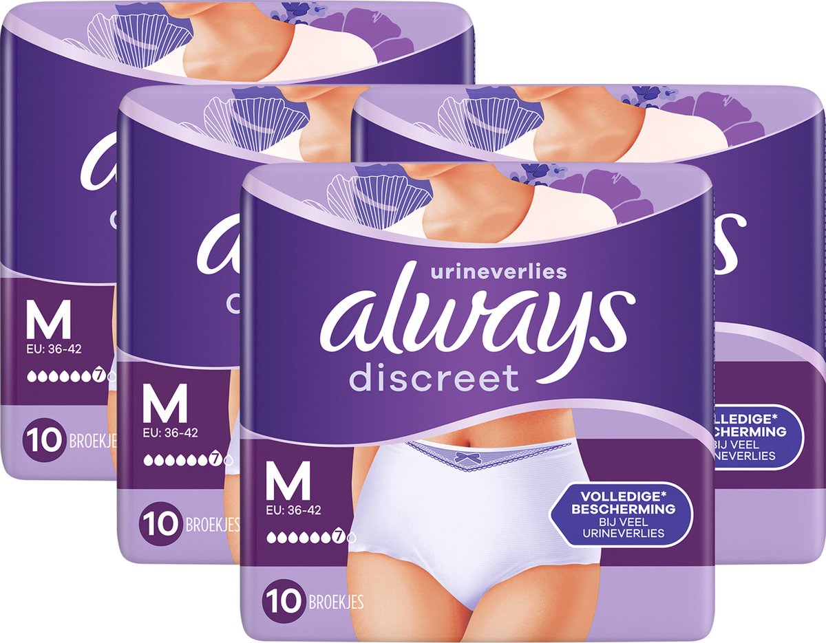 Goedkoopste Always Discreet Incontinentiebroekjes bij Urineverlies - Lang - 36 Stuks - Voordeelverpakking