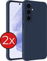 Hoesje Geschikt voor Samsung A35 Hoesje Siliconen Case Hoes - Hoes Geschikt voor Samsung Galaxy A35 5G Hoes Cover Case - Donkerblauw - 2 PACK