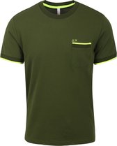 Sun68 - T-Shirt Small Stripe Donkergroen - Heren - Maat M - Modern-fit