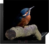 KitchenYeah® Inductie beschermer 60x52 cm - IJsvogel - Tak - Veren - Zwart - Kookplaataccessoires - Afdekplaat voor kookplaat - Inductiebeschermer - Inductiemat - Inductieplaat mat