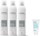 3 x Goldwell - Stylesign Strong Hairspray - 300 ml + Gratis Evo Travelsize