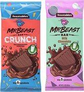 Mixpakket Feastables Mr Beast Chocoladerepen (Melk, Crunch) 2 x 60 Gram