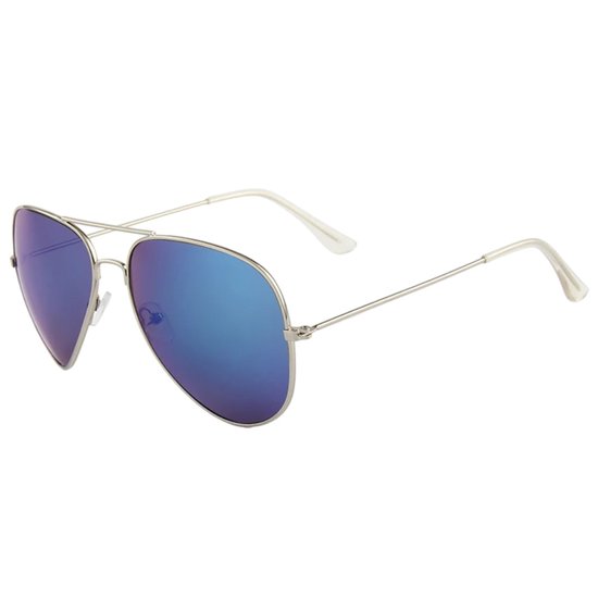 Fako Sunglasses® - Pilotenbril - Polariserend - Polarized - Piloot Zonnebril - Heren Zonnebril - Dames Zonnebril - Zilver - Blauw van Fako Sunglasses® — afbeelding 2
