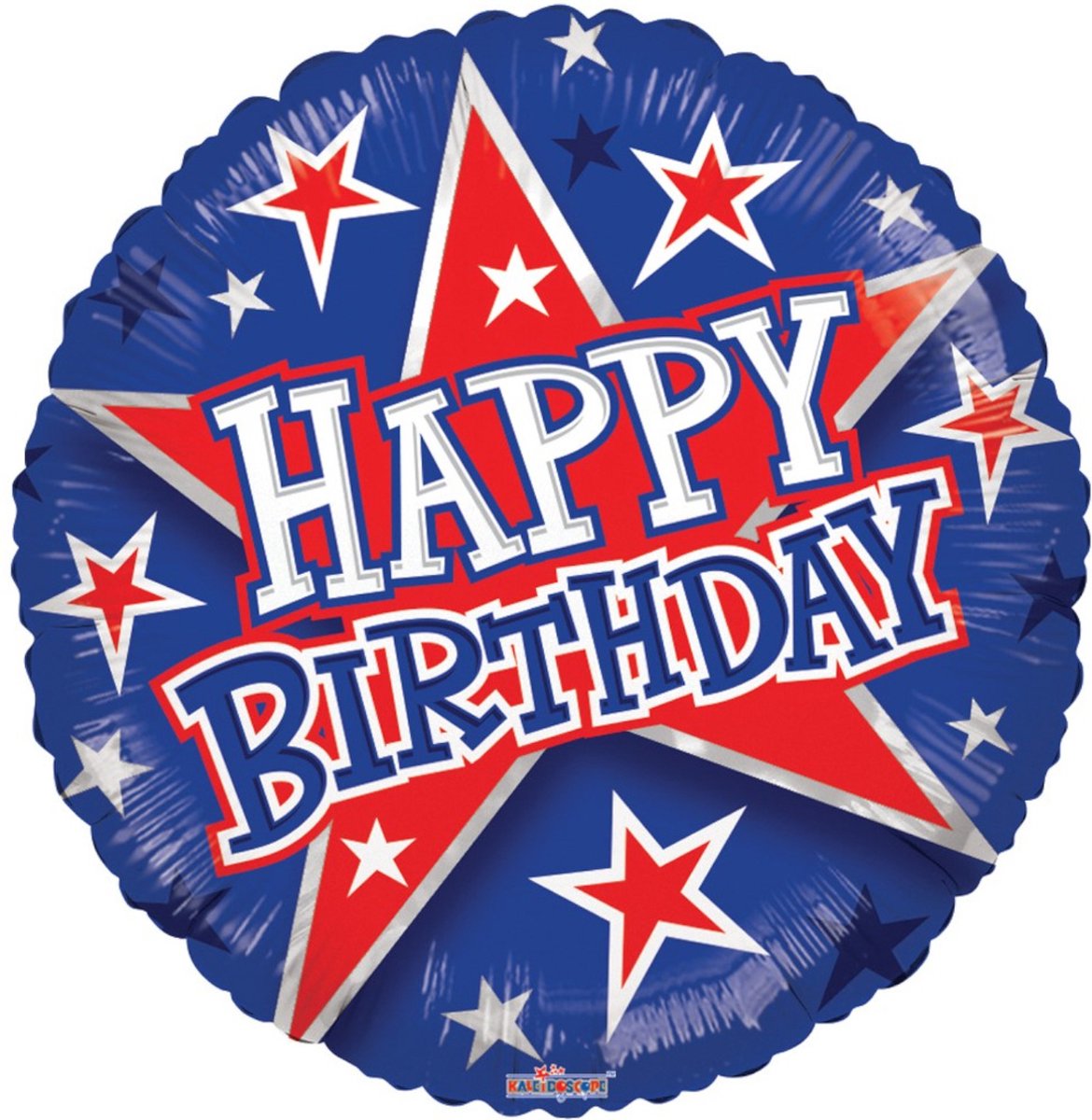 Folieballon - Happy Birthday - Sterren - Blauw/rood - 46cm - Zonder vulling