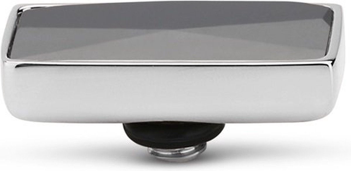 Melano Twisted Rectangle Steentje Black | Zilver