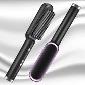 DDOTTEV Stijltang - Hair Straightener Brush - Snelle Verwarming - 5 Temperatuurinstellingen - Anti-Verbranding - Verwarmde Haarborstel - Kleuren Zwart