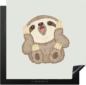 KitchenYeah® Inductie beschermer 78x78 cm - Kinderillustratie van een verbaasde luiaard - Kookplaataccessoires - Afdekplaat voor kookplaat - Inductiebeschermer - Inductiemat - Inductieplaat mat