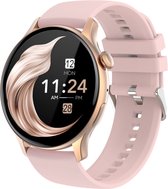 FOXLY® Amoled Smartwatch 46mm - Smartwatch Dames – HD - Stappenteller - Kcal Teller - Slaapmeter - Hartslagmeter - Saturatiemeter - iOS en Android - Roze