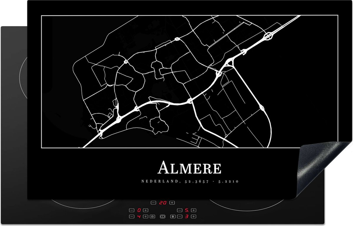 Inductie beschermer - Inductie Mat - Kookplaat beschermer - Plattegrond - Kaart - Almere - Stadskaart - Inductie beschermer - Inductie Mat - Kookplaat Beschermer - 83x51.5 cm - Afdekplaat inductie - Inductiebeschermer