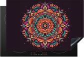 KitchenYeah® Inductie beschermer 77x51 cm - Mandala - Bloemen - Hippie - Boho - Oranje - Kookplaataccessoires - Afdekplaat voor kookplaat - Inductiebeschermer - Inductiemat - Inductieplaat mat
