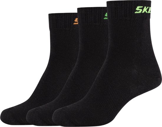 Skechers 3PPK Boys Mech Ventilation Socks SK41064-9999, voor een jongen, Zwart, Sokken, maat: 31-34
