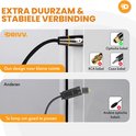 Dunn design voor kleine ruimte; optische kabel, RCA- en coaxkabel getoond.