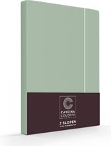 Premium Egyptisch percale katoen kussenslopen stripe groen/wit - 65x 65 - set van 2 - meest luxe katoensoort - hogere weefdichtheid en garenfijnheid - hotelsluiting
