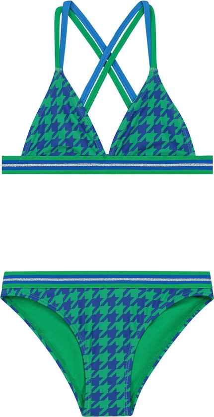 SHIWI Girls LUNA bikini set pied de poule Bikiniset - ocean blue check - Maat 134/140
