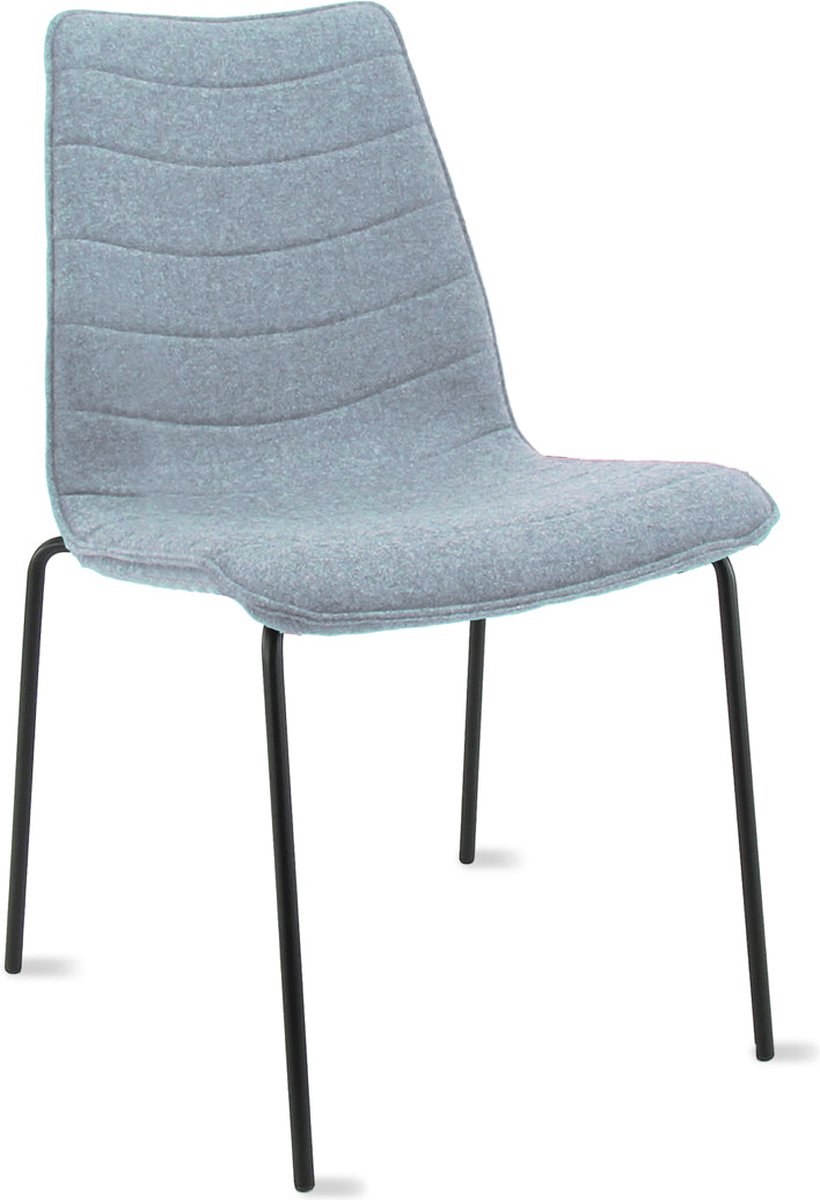 Workliving Verona Eetkamerstoel / Vergaderstoel - Wolvilt Fenice 351 zachtblauw - frame zwart Blauw - Zwart