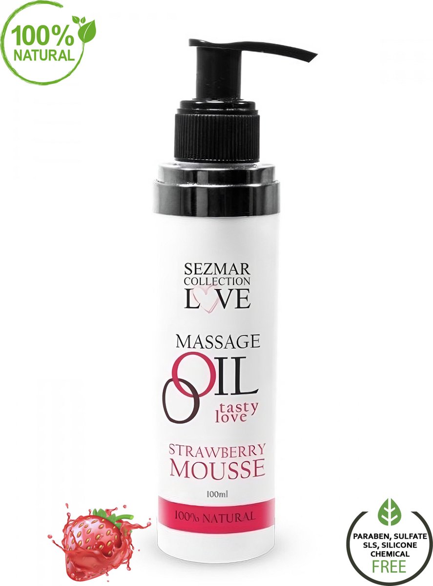 Goedkoopste Sezmar Tasty Love Erotische Massageolie Strawberry Perfectie voor Pure Sensualiteit, Diepe Verbinding en Romantische Verwennerij, 100 Natuurlijk | 100 ml