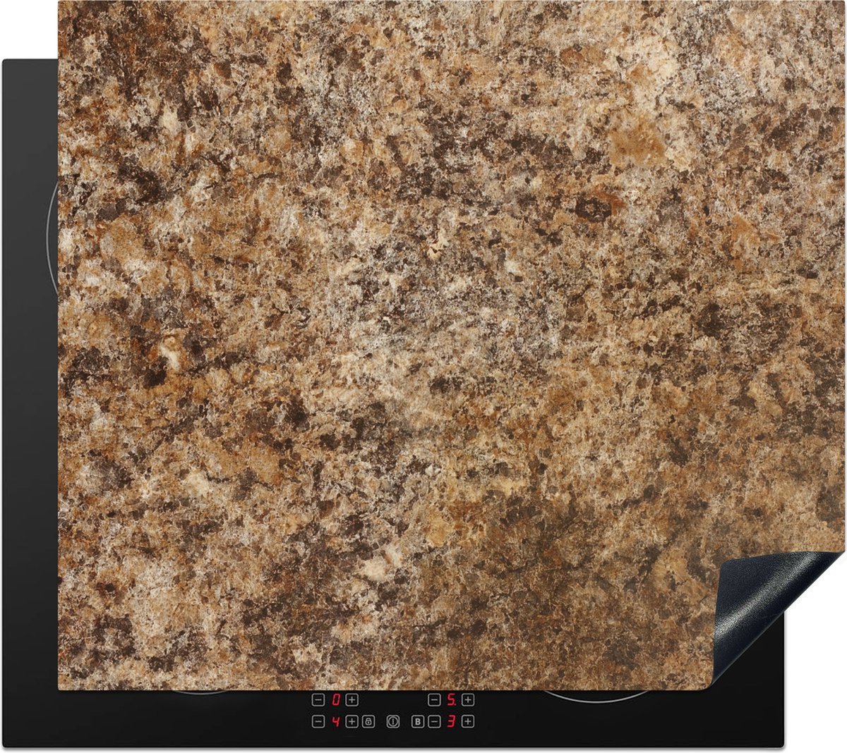 Inductie beschermer - Graniet print - Steen - Bruin - Structuur - Inductie mat - Inductie afdekplaat - 57x51 cm - Kookplaat beschermer