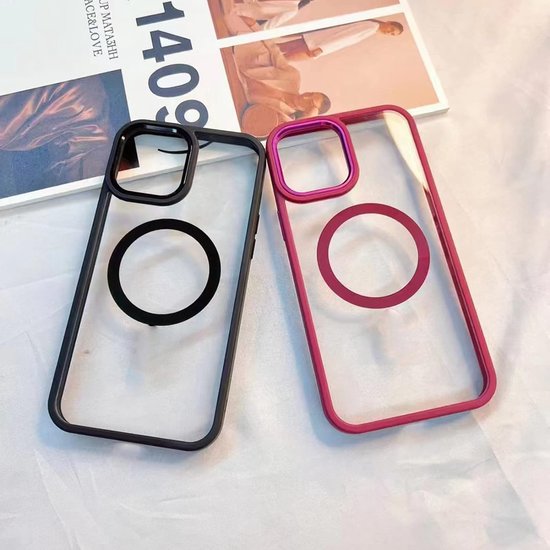 Coque Hybride Transparente en TPU - Coque Surround pour Appareil Photo - Compatible avec MagSafe Convient pour : Apple iPhone 14 Pro Max - Violet