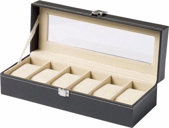 Decimale hoe De Alpen Luxe horloge box voor 6 horloges - horlogedoos - fluweel kunstleer | bol.com